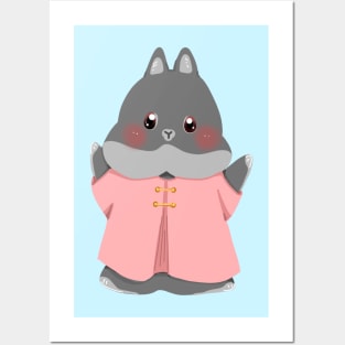 Happy Joyful Sean Black Pink Rabbit | Bunniesmee Posters and Art